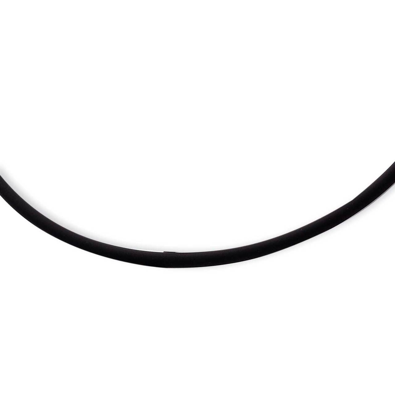 20inch 4mm Black Rubber Cord Necklace Sterling Silver QG1258, MPN: QG1258, 191101274442