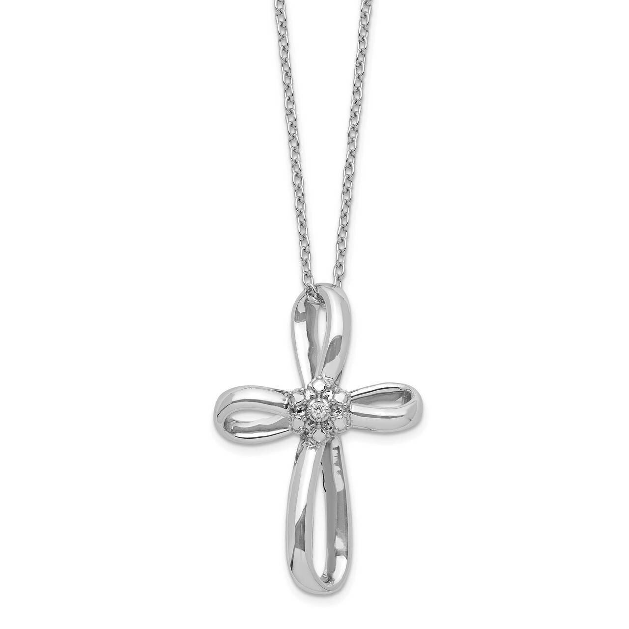 Cross Diamond Necklace Sterling Silver Rhodium-plated QG2058-18, MPN: QG2058-18, 883957244853