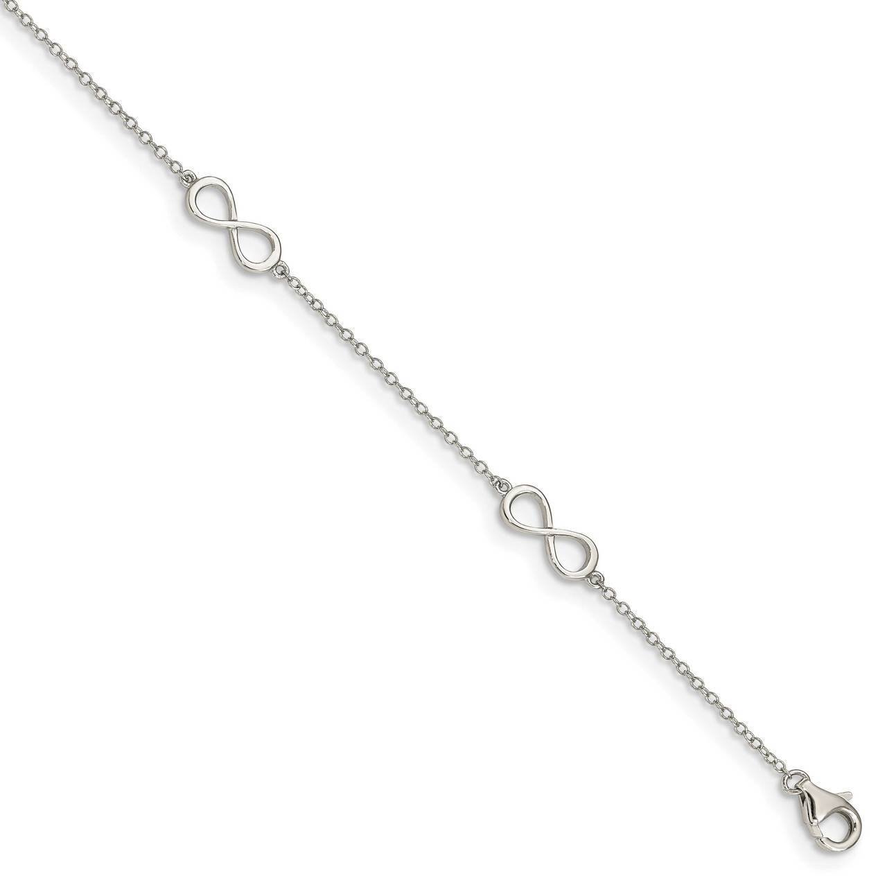 Infinity with 2 inch Extender Anklet Sterling Silver Rhodium-plated QG4721-9, MPN: QG4721-9, 886774…