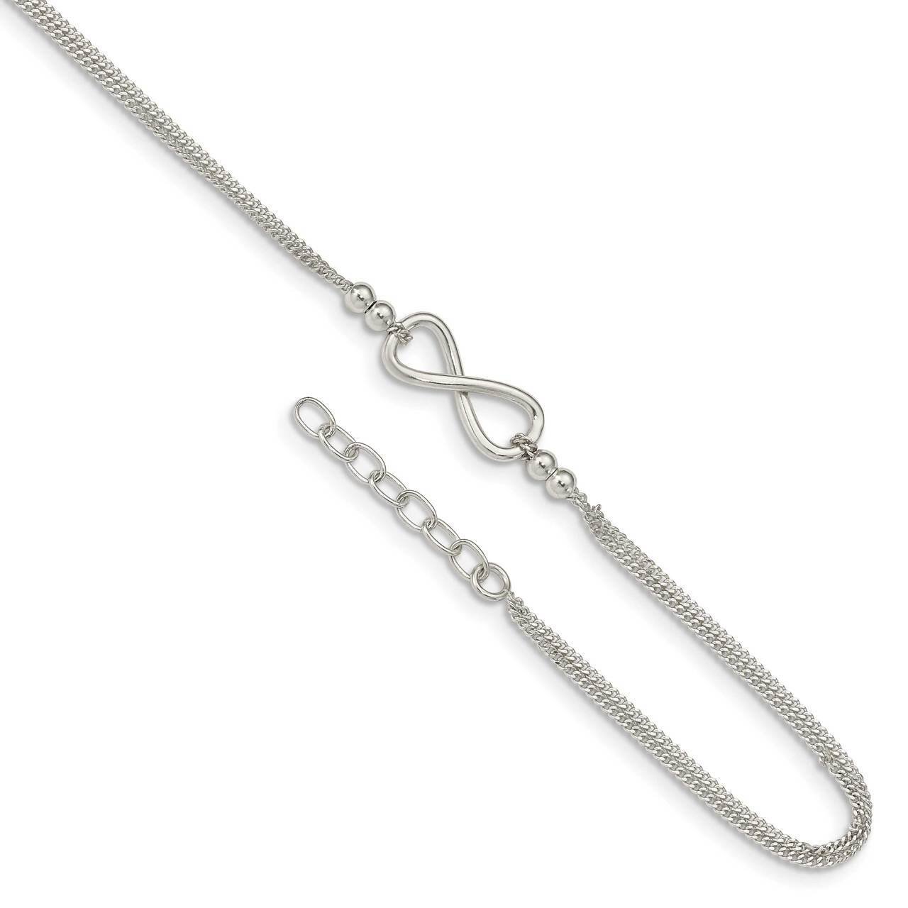 2-Strand Beaded Infinity Symbol with 1 inch Extender Anklet Sterling Silver QG4722-9, MPN: QG4722-9…