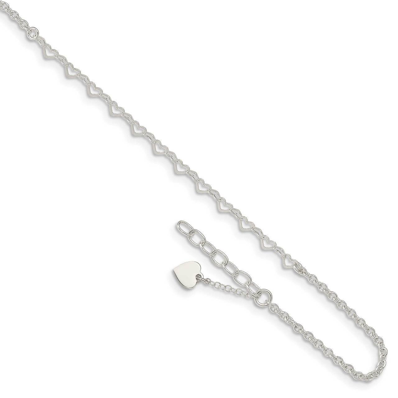 Heart Charm with 1 inch Extender Anklet Sterling Silver QG4732-9