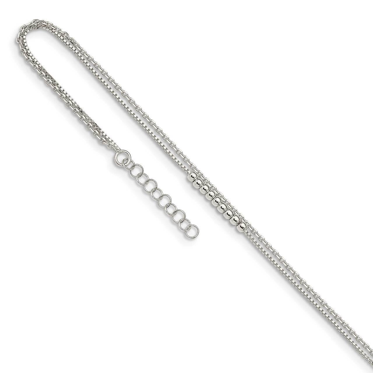 2-Strand Beaded with 1 inch Extender Anklet Sterling Silver QG4737-9, MPN: QG4737-9, 886774115658