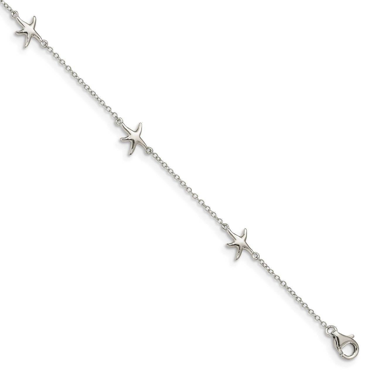 Starfish with 2 inch Extender Anklet Sterling Silver Rhodium-plated QG4740-9, MPN: QG4740-9, 886774…