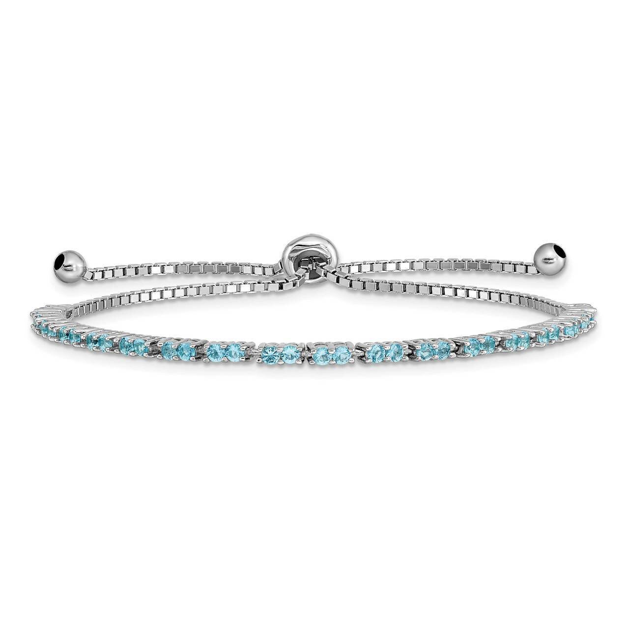 December Birthstone Light Blue CZ Diamond Adj Bracel Sterling Silver Rhodium-plated QG4757DEC, MPN:…