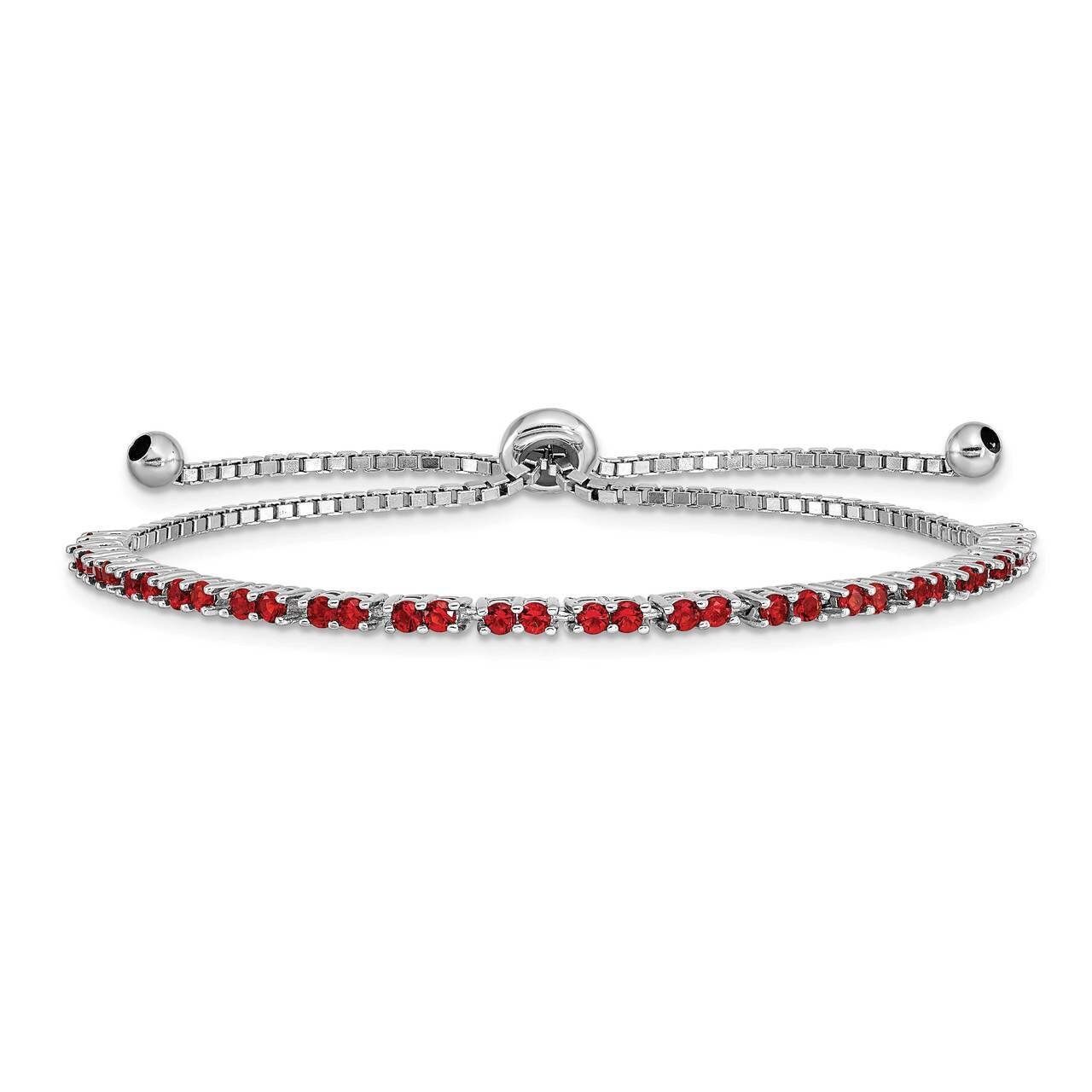 July Birthstone Red CZ Diamond Adj Bracelet Sterling Silver Rhodium-plated QG4757JUL, MPN: QG4757JU…