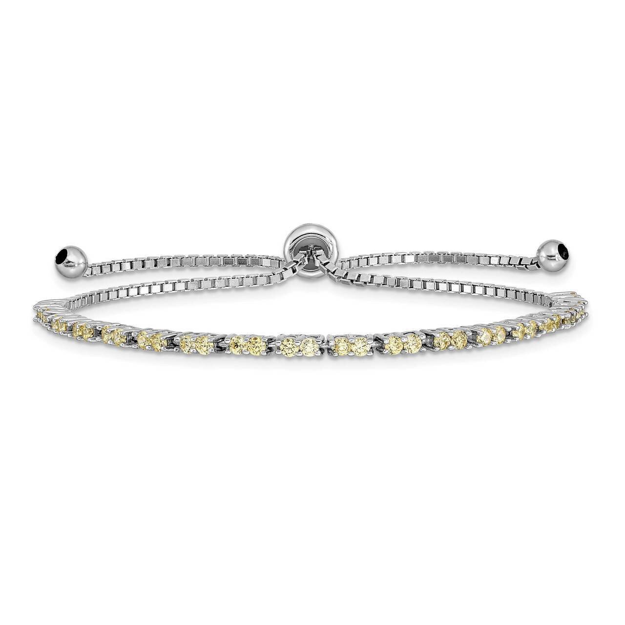 November Birthstone Yellow CZ Diamond Adj Bracelet Sterling Silver Rhodium-plated QG4757NOV, MPN: Q…