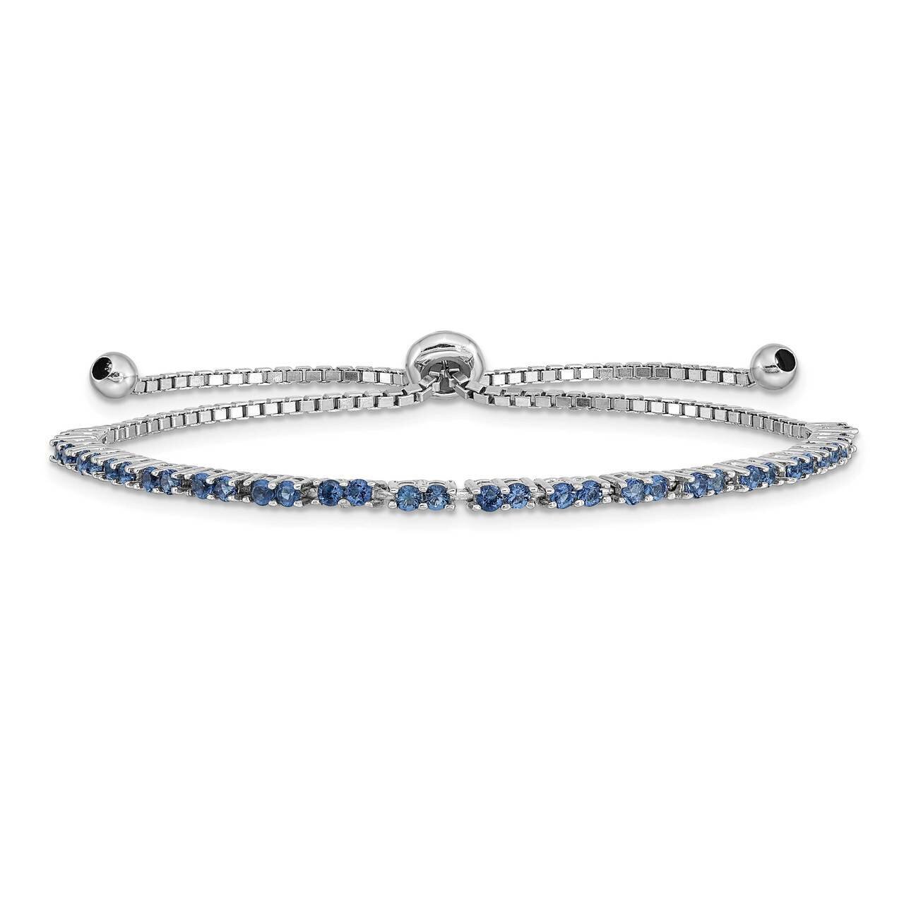 September Birthstone Blue CZ Diamond Adj Bracelet Sterling Silver Rhodium-plated QG4757SEP, MPN: QG…