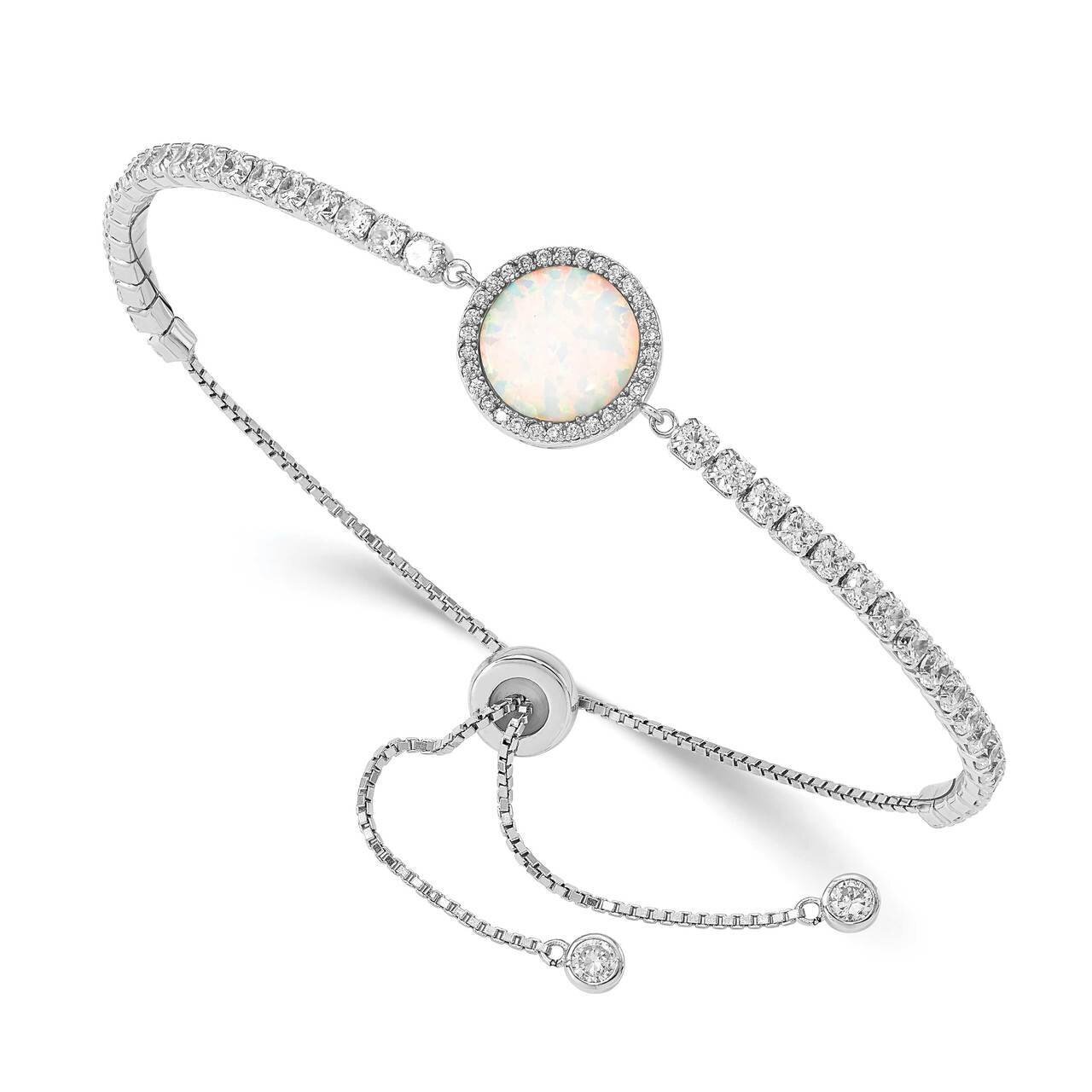 Lab Created Opal &amp; CZ Diamond Adjustable Bracelet Sterling Silver Rhodium-plated QG4774, MPN: QG477…