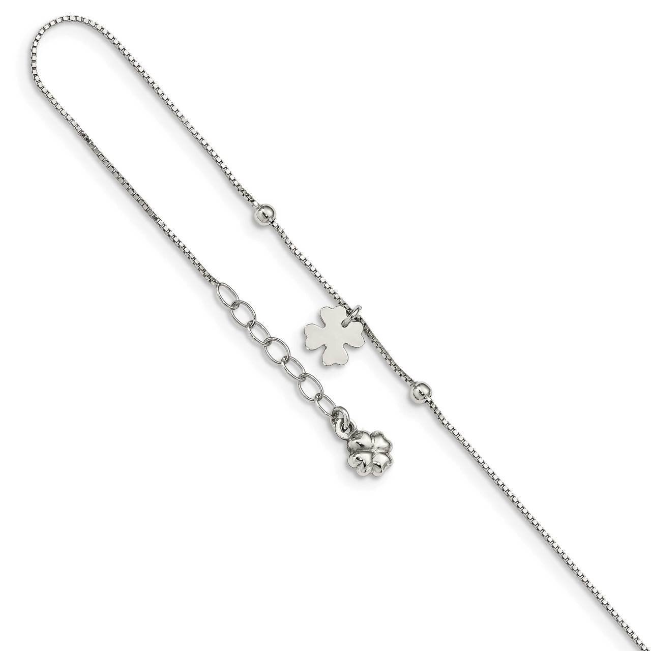 Clover Dangle with 1 inch Extender Anklet Sterling Silver QG4792-9, MPN: QG4792-9, 196904160510