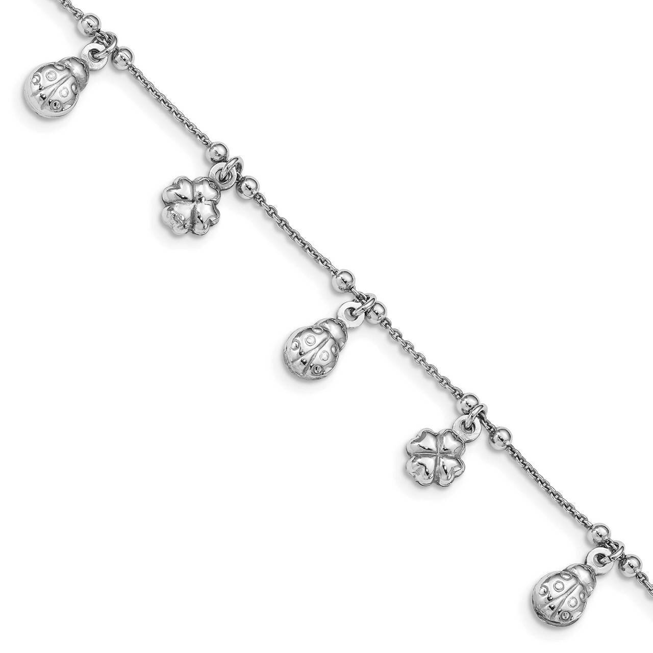 Clover &amp; Ladybug Dangle Bracelet Sterling Silver QG4820-7, MPN: QG4820-7,