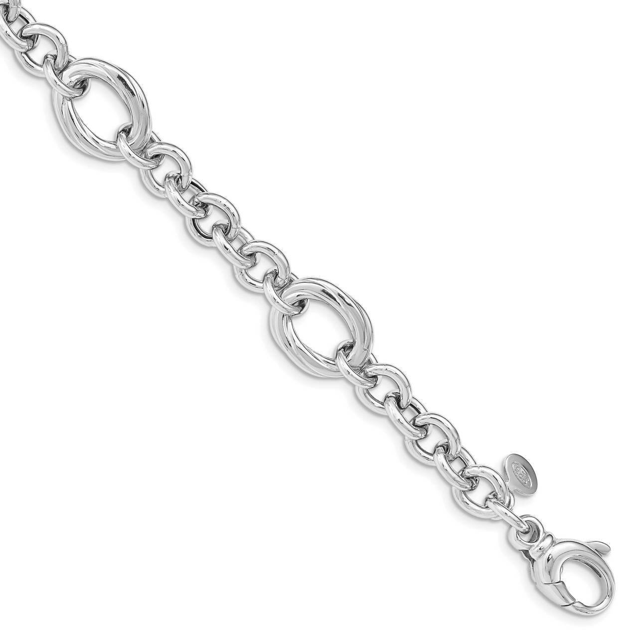 Polished Link Bracelet Sterling Silver Rhodium Plated QG4844-7.25, MPN: QG4844-7.25,