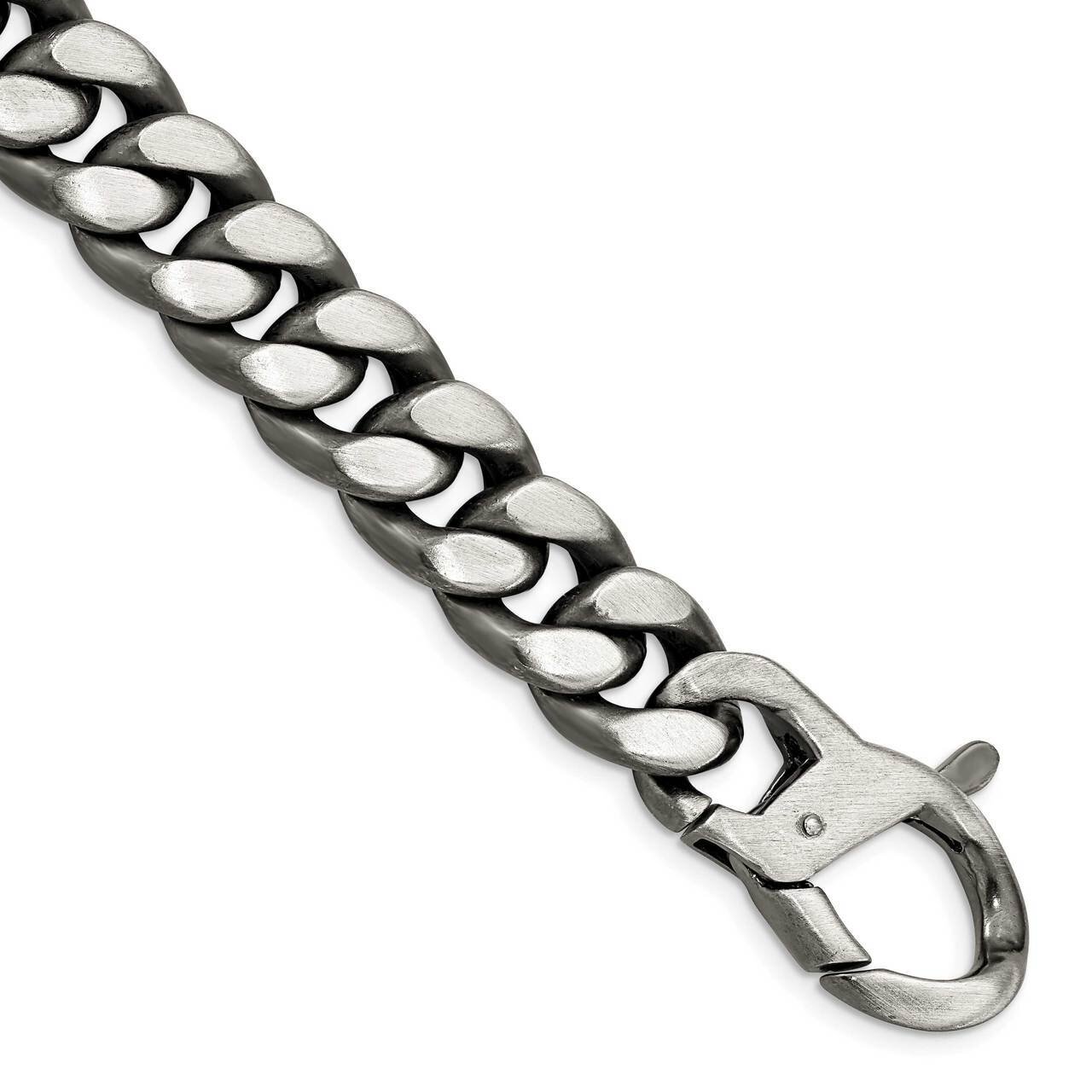 Rhodium/Antiqued Brushed Link Bracelet Sterling Silver QG4870-8.5