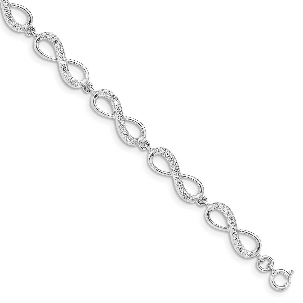 Infinity Bracelet Sterling Silver Rhodium Plated CZ Diamond QG4877-7, MPN: QG4877-7, 886774101323