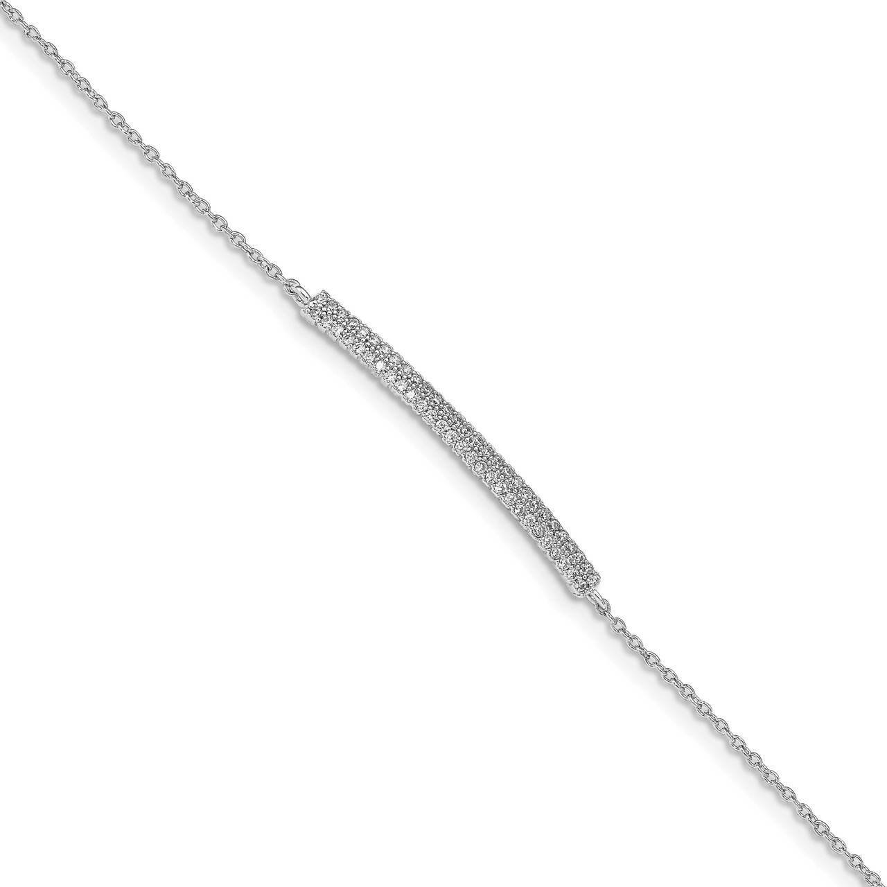 2-Row Pave CZ Diamond with 1 Inch Extender. Bracelet Sterling Silver Rhodium-plated QG4897-6.5, MPN…