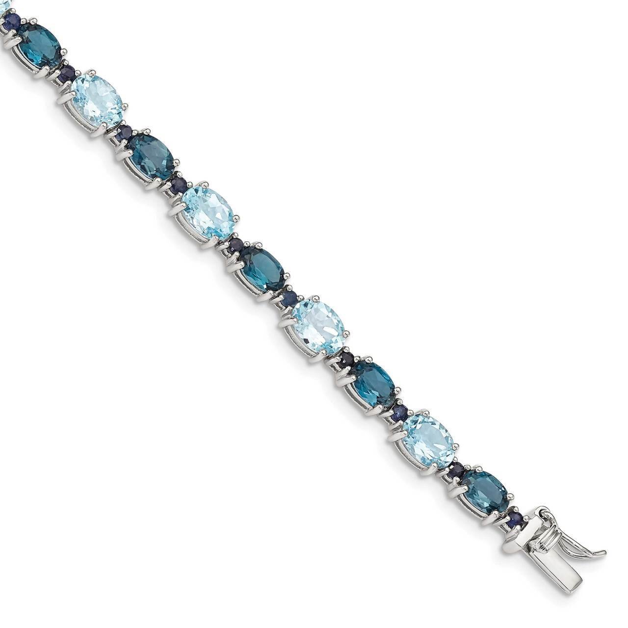 Oval London Blue/Sky Blue Topaz Bracelet Sterling Silver Rhodium-plated QG4907-7.25, MPN: QG4907-7.…
