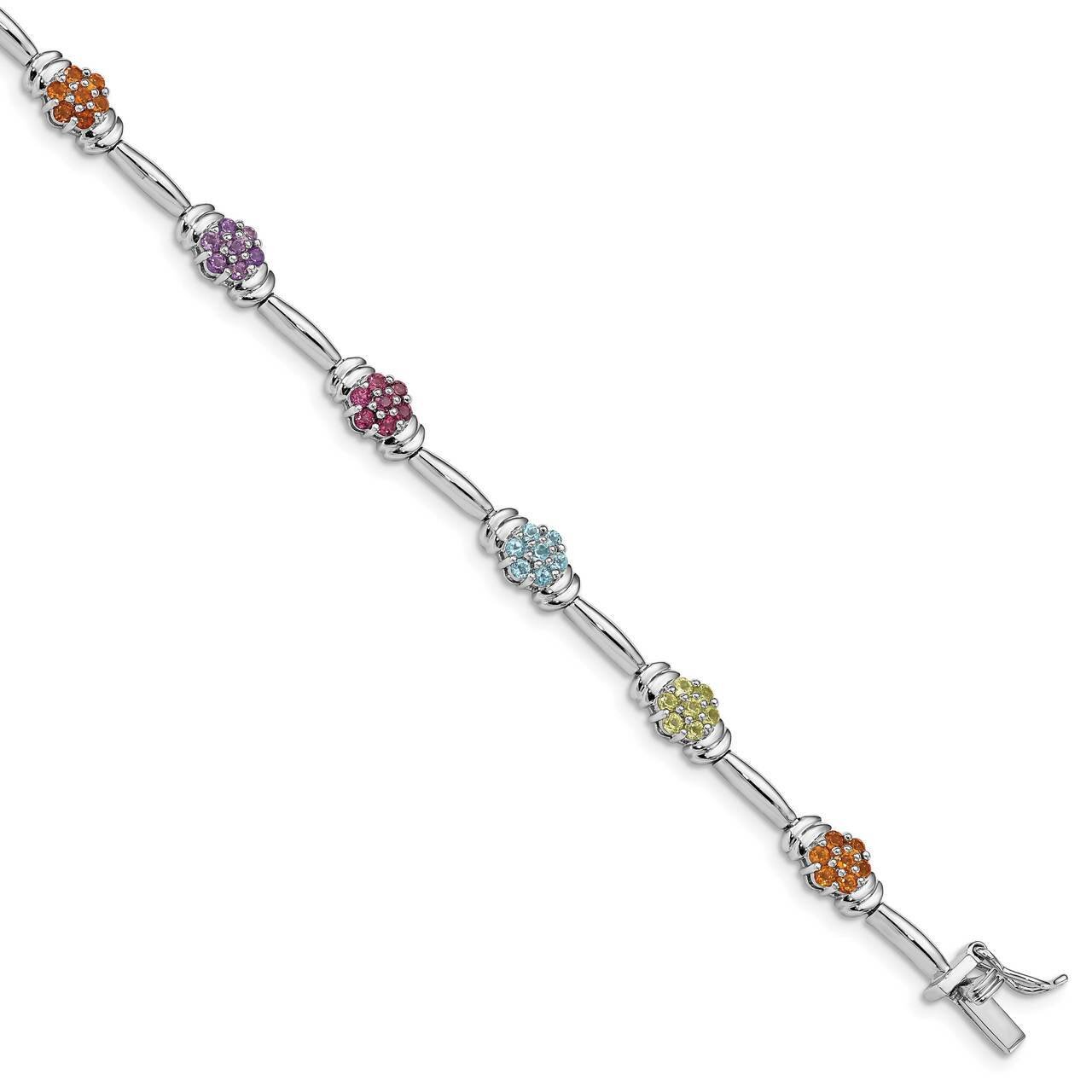 Multi-gemstone Bracelet Sterling Silver Rhodium-plated QG4922-7.5, MPN: QG4922-7.5, 886774128665