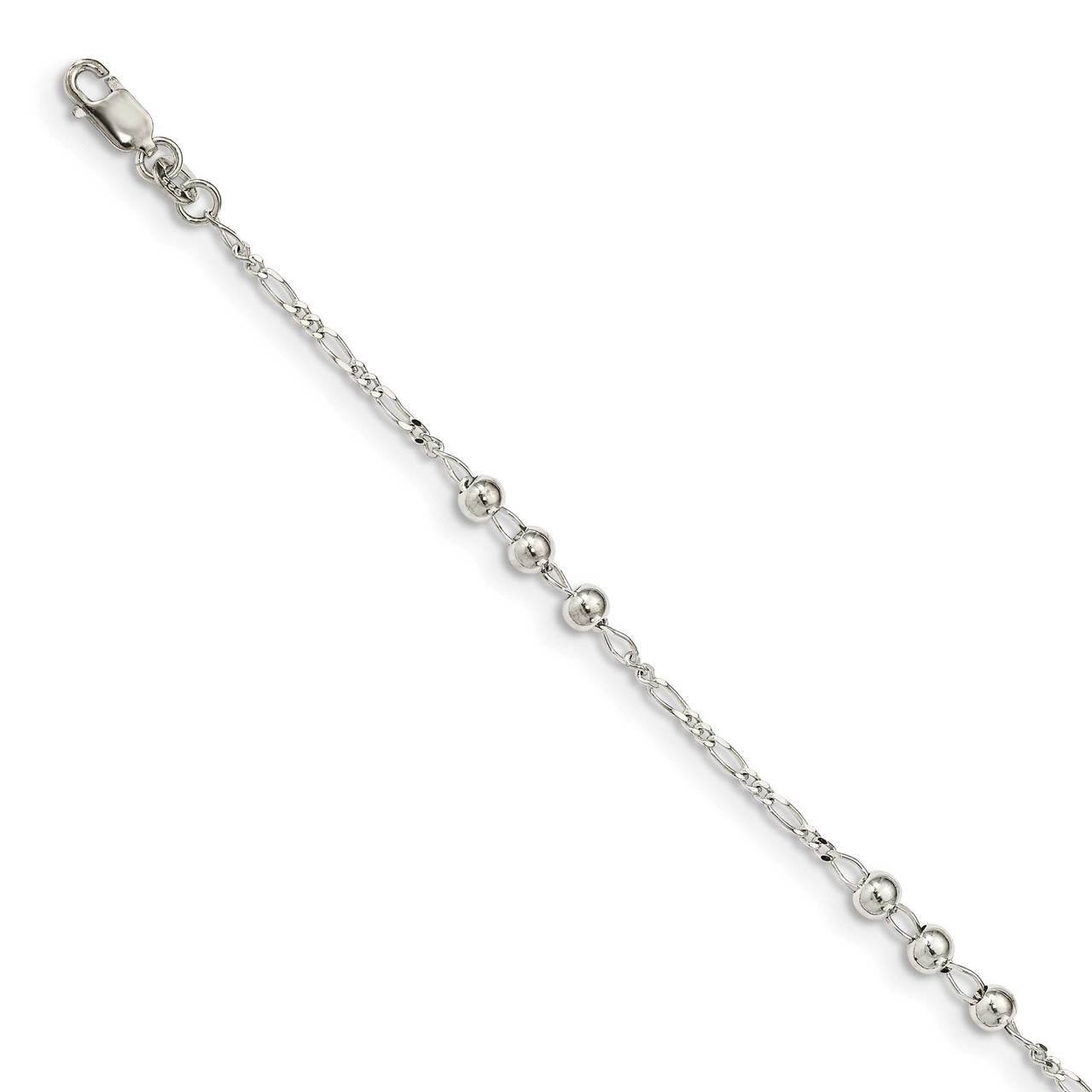 Beaded Bracelet Sterling Silver Diamond Cut QG4942-7, MPN: QG4942-7, 886774038346