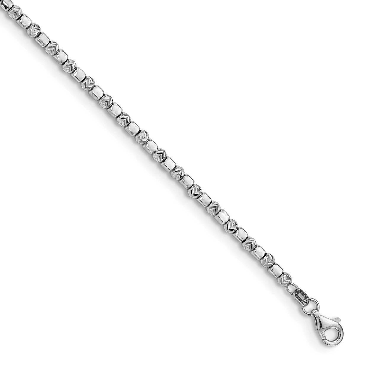 Square & Round Diamond-cut Beads Bracelet Sterling Silver Rhodium-plated QG4943-7