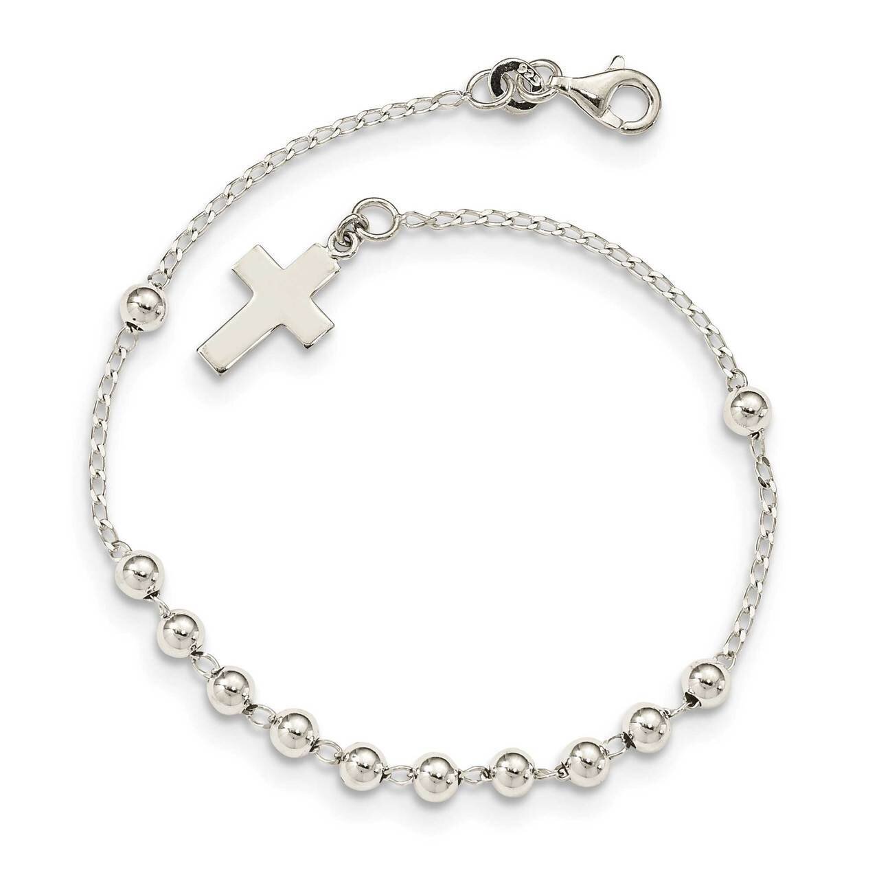 Beaded Cross Bracelet Sterling Silver QG4950-7.5