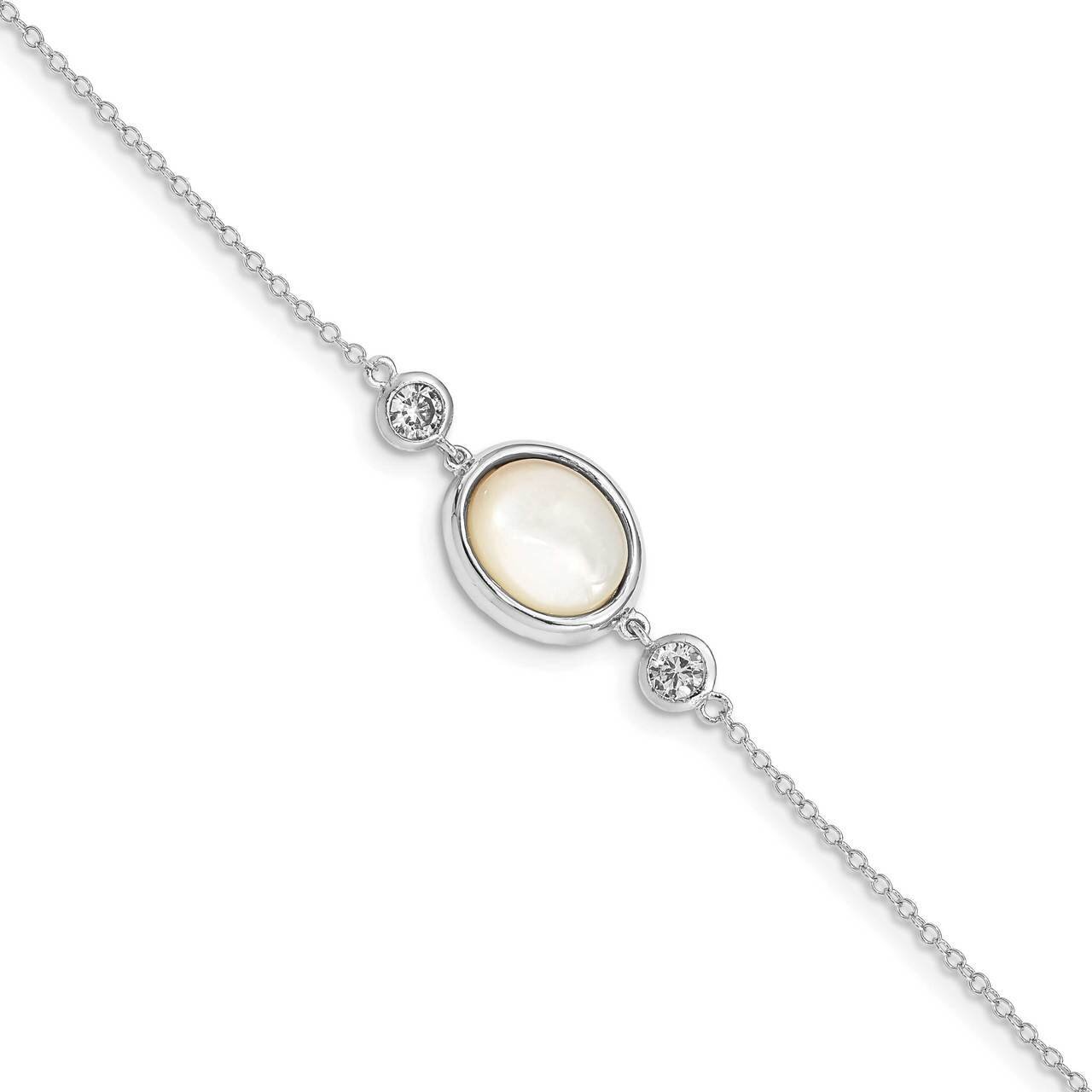 MOP &amp; CZ Diamond with .5in ext Bracelet Sterling Silver Rhodium-plated QG4959-6.5, MPN: QG4959-6.5,…