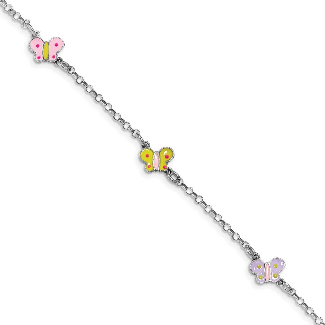Enameled Butterfly Bracelet Sterling Silver Rhodium-plated QG4961-7, MPN: QG4961-7, 886774080390