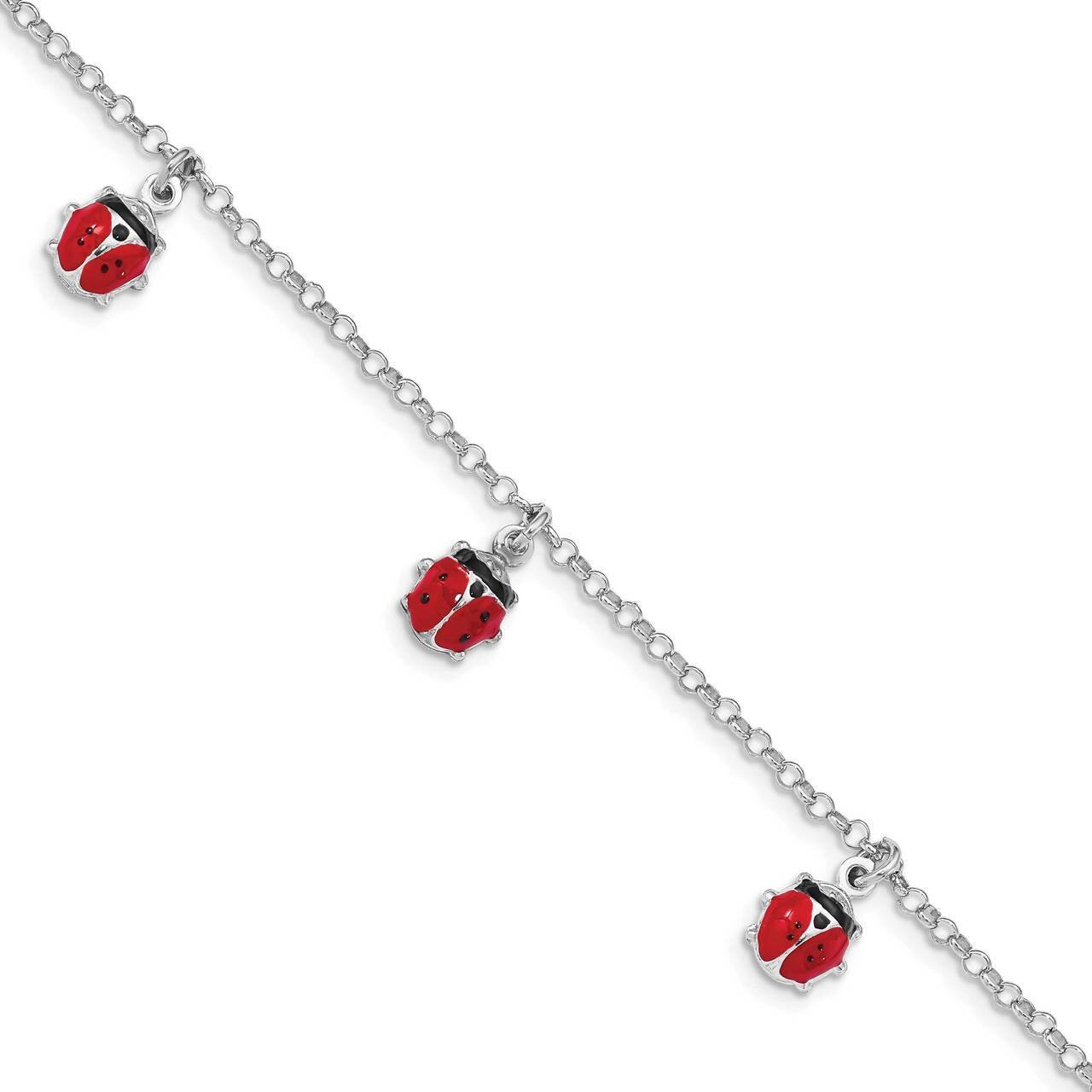 Enameled Ladybug with 1 inch extender Bracelet Sterling Silver Rhodium-plated QG4963-6, MPN: QG4963…