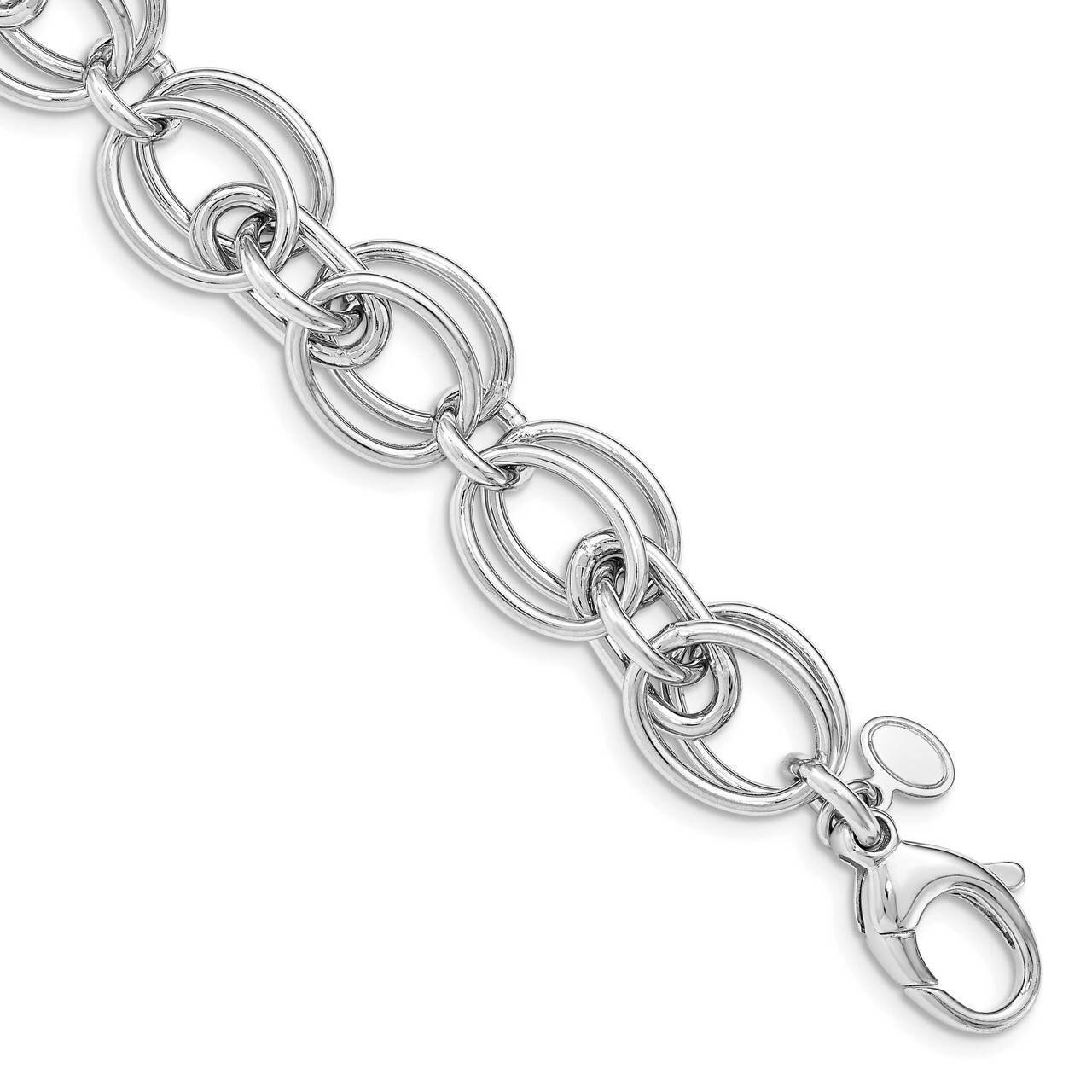 Polished Link Bracelet Sterling Silver Rhodium Plated QG5000-7.75