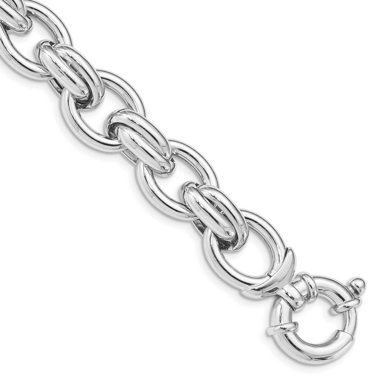 Polished Link Bracelet Sterling Silver Rhodium Plated QG5007-7.25, MPN: QG5007-7.25, 196904156889