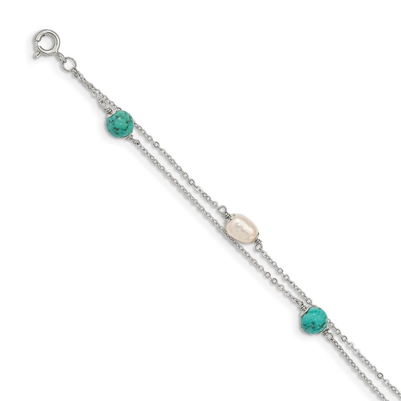 Turquoise &amp; FCP with 1 inch extender Bracelet Sterling Silver QG5017-7, MPN: QG5017-7, 886774015613