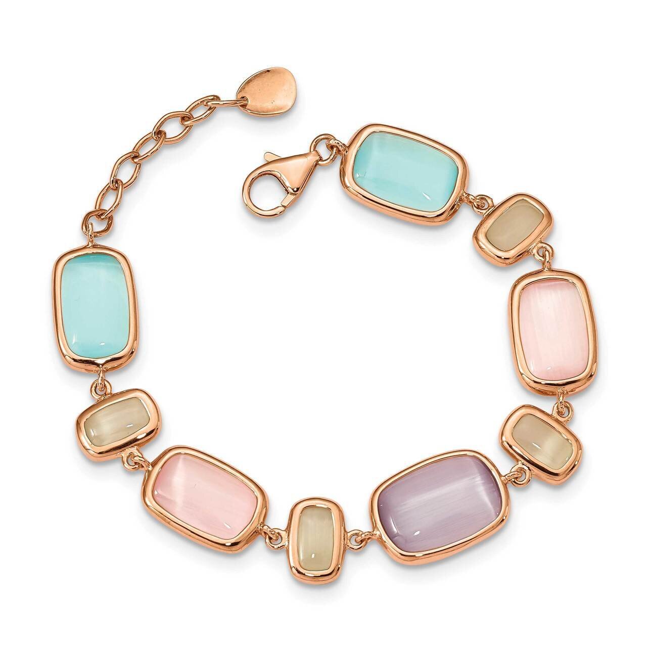 Created Cat&#39;s Eye with 1 inch Extender Bracelet Sterling Silver Rose-tone QG5040-7, MPN: QG5040-7, …