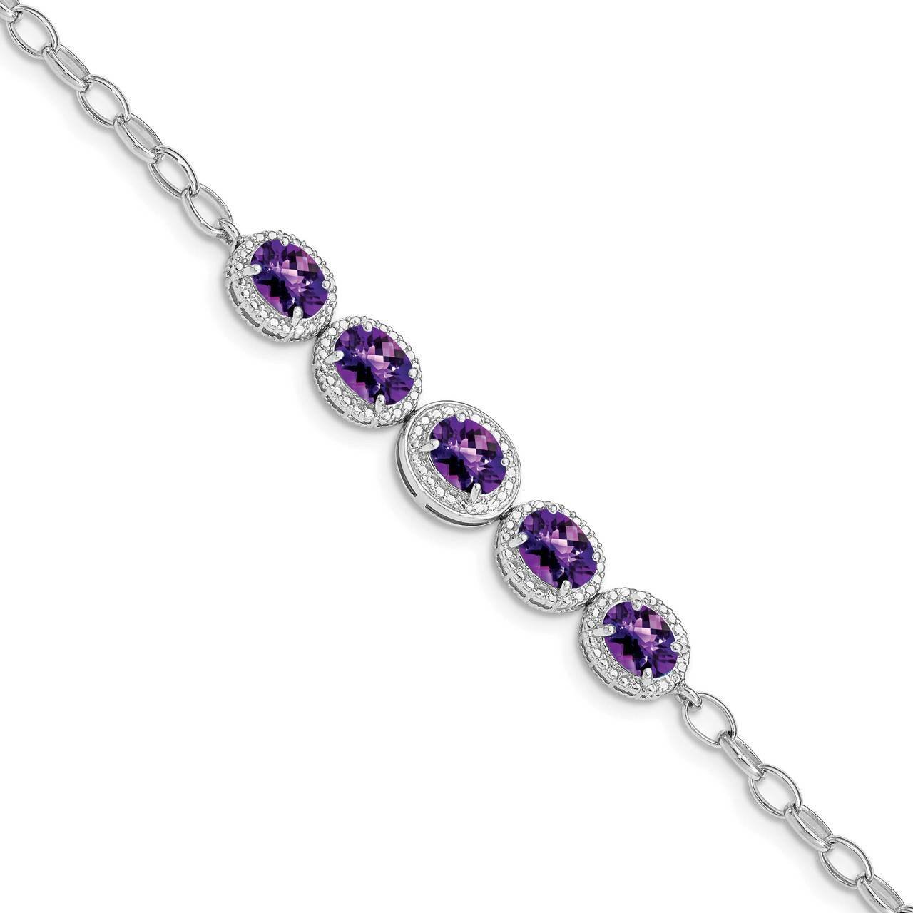 Amethyst Bracelet Sterling Silver Rhodium Plated QG5058-8, MPN: QG5058-8, 883957226200