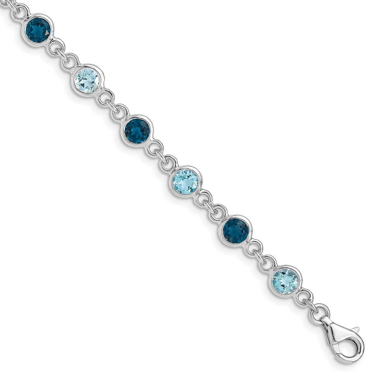 London and Light Swiss Blue Topaz Bracelet Sterling Silver Rhodium Plated QG5067-8