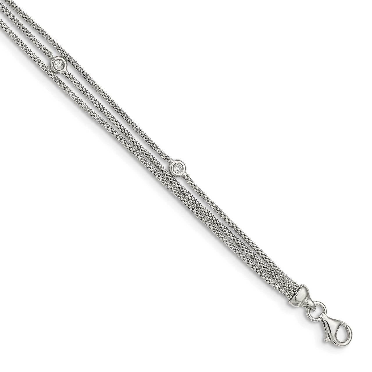 Multi Strand CZ Diamond Bracelet Sterling Silver Polished QG5073-7.5, MPN: QG5073-7.5, 886774067452