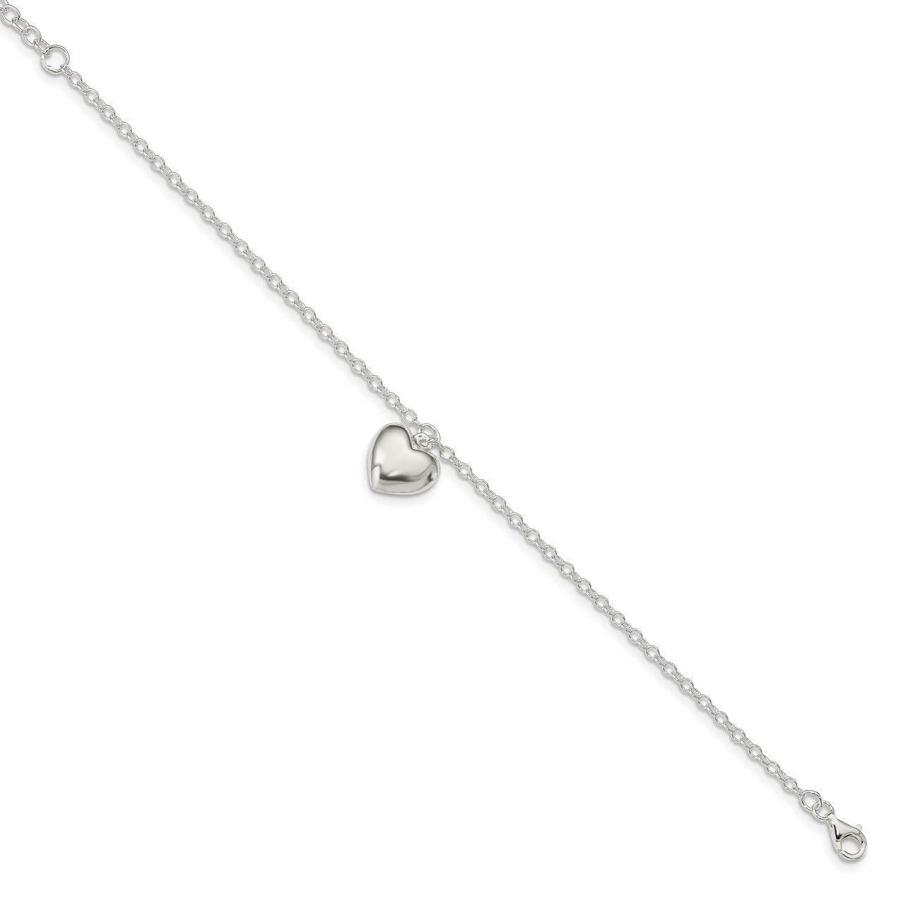 Puffed Heart with 1.5in ext Bracelet Sterling Silver QG5079-7.5, MPN: QG5079-7.5, 886774049892