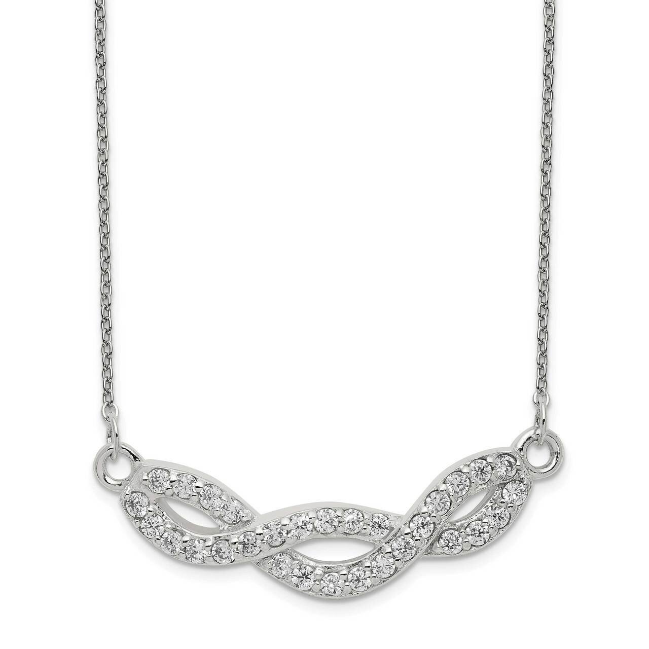 Fancy Necklace Sterling Silver CZ Diamond QG5124-16, MPN: QG5124-16, 886774083476