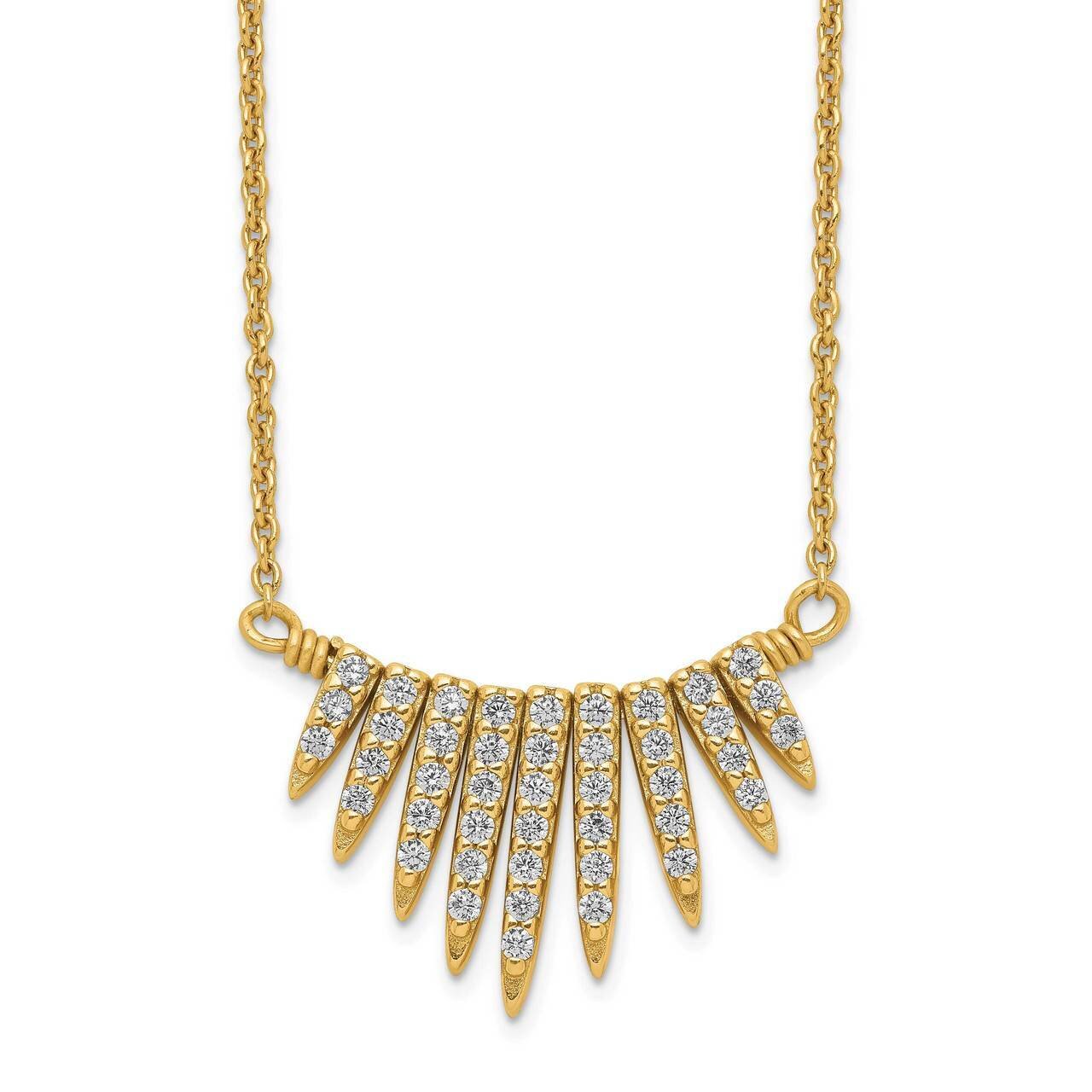 Necklace Sterling Silver Gold-tone CZ Diamond QG5126-18, MPN: QG5126-18, 886774101330