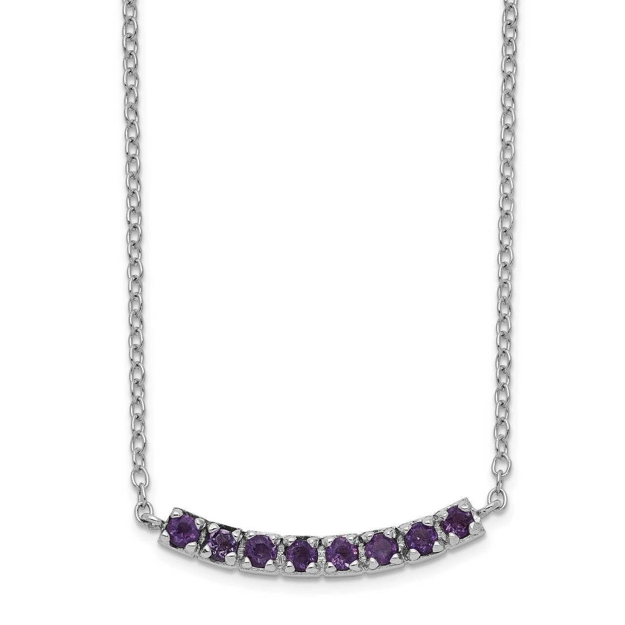 Amethyst Bar with 2 inch Extender Necklace Sterling Silver Rhodium Plated QG5127-16, MPN: QG5127-16…