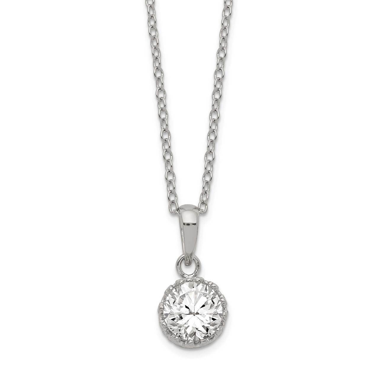 18 Inch Polished CZ Diamond Necklace Sterling Silver Rhodium-plated QG5143-18, MPN: QG5143-18, 8867…