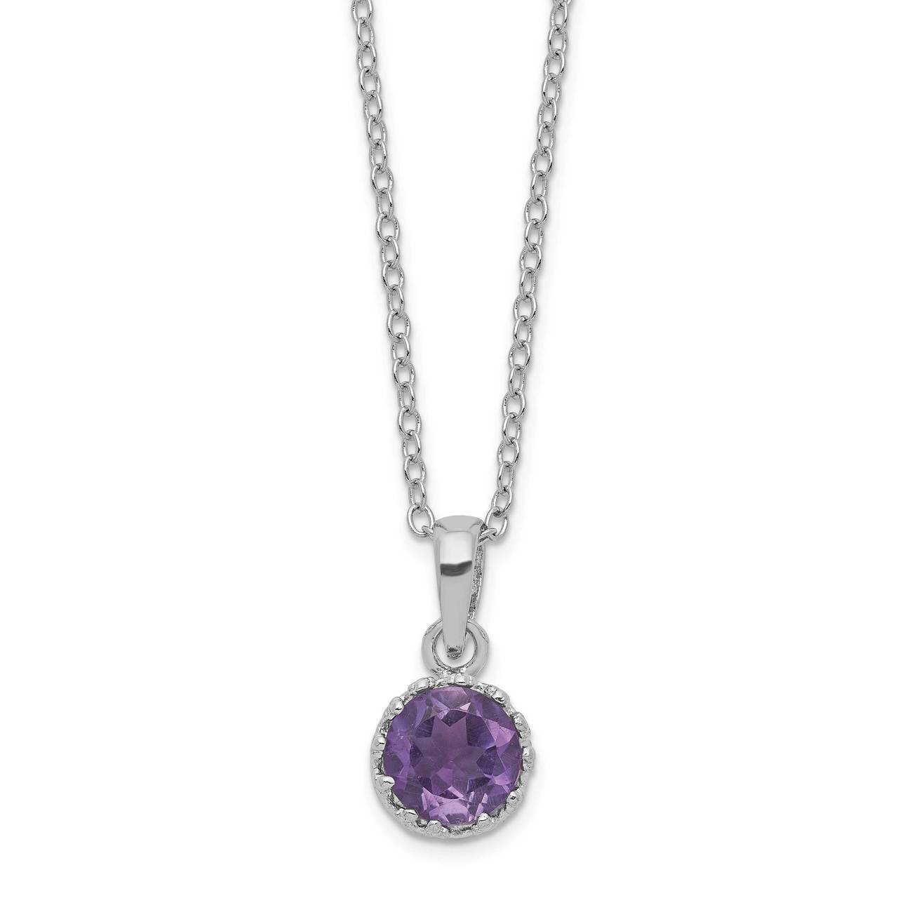 18 Inch Polished Amethyst Necklace Sterling Silver Rhodium-plated QG5145-18, MPN: QG5145-18, 191101…