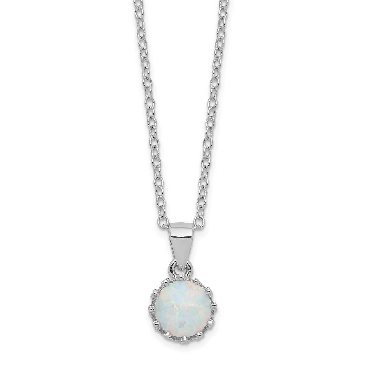 18 Inch Polished Created Opal Necklace Sterling Silver Rhodium-plated QG5146-18
