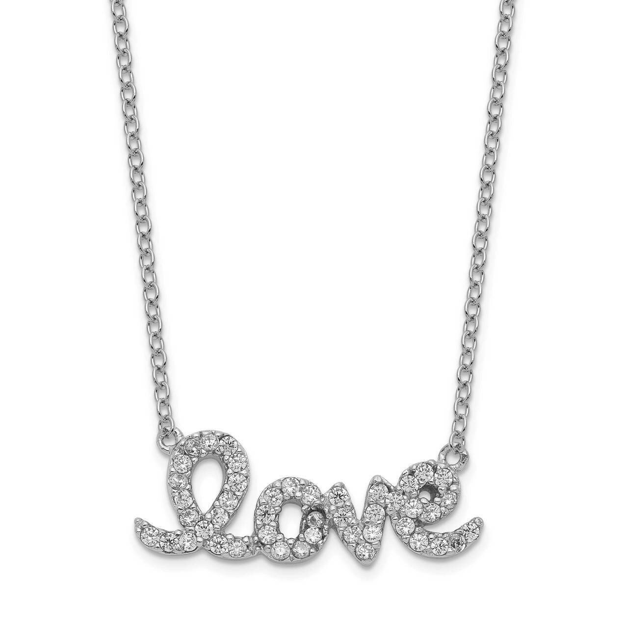 Love with 1 inch Extender Necklace Sterling Silver Rhodium-plated CZ Diamond QG5166-16, MPN: QG5166…