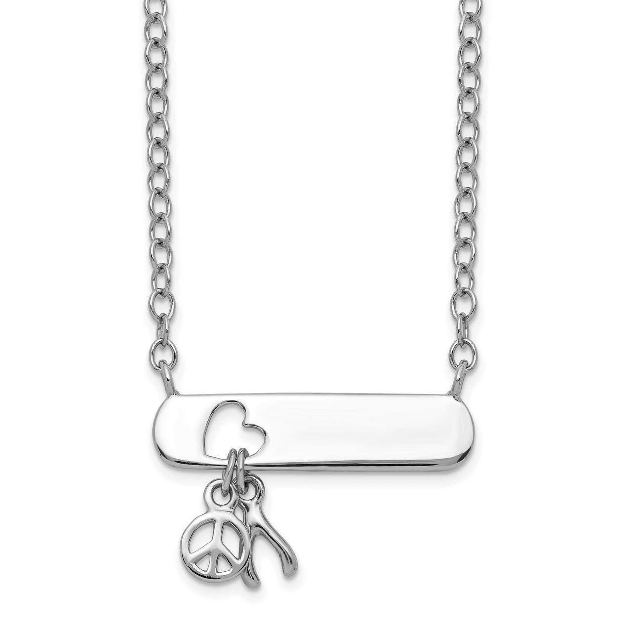 Open Cut Heart in Bar Wishbone/Peace Sign Dangle Necklace Sterling Silver QG5172-17.5, MPN: QG5172-…