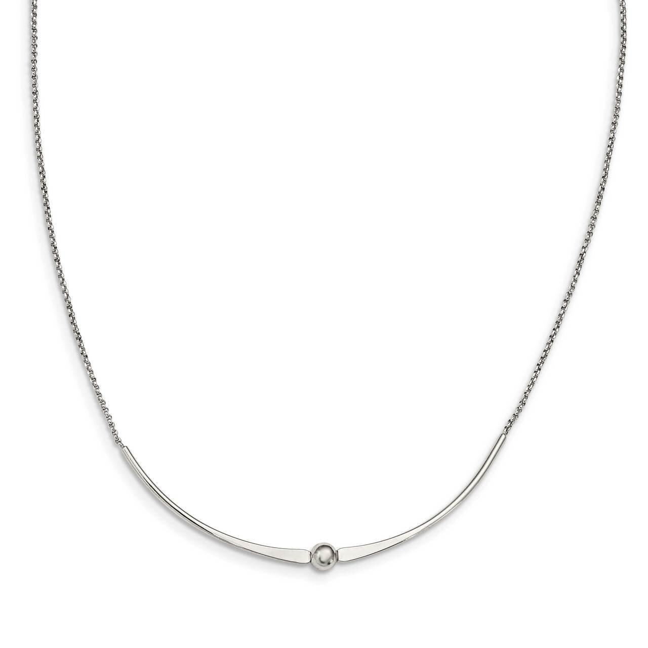 Polished with 1 inch extender. Necklace Sterling Silver Rhodium-plated QG5240-17.5