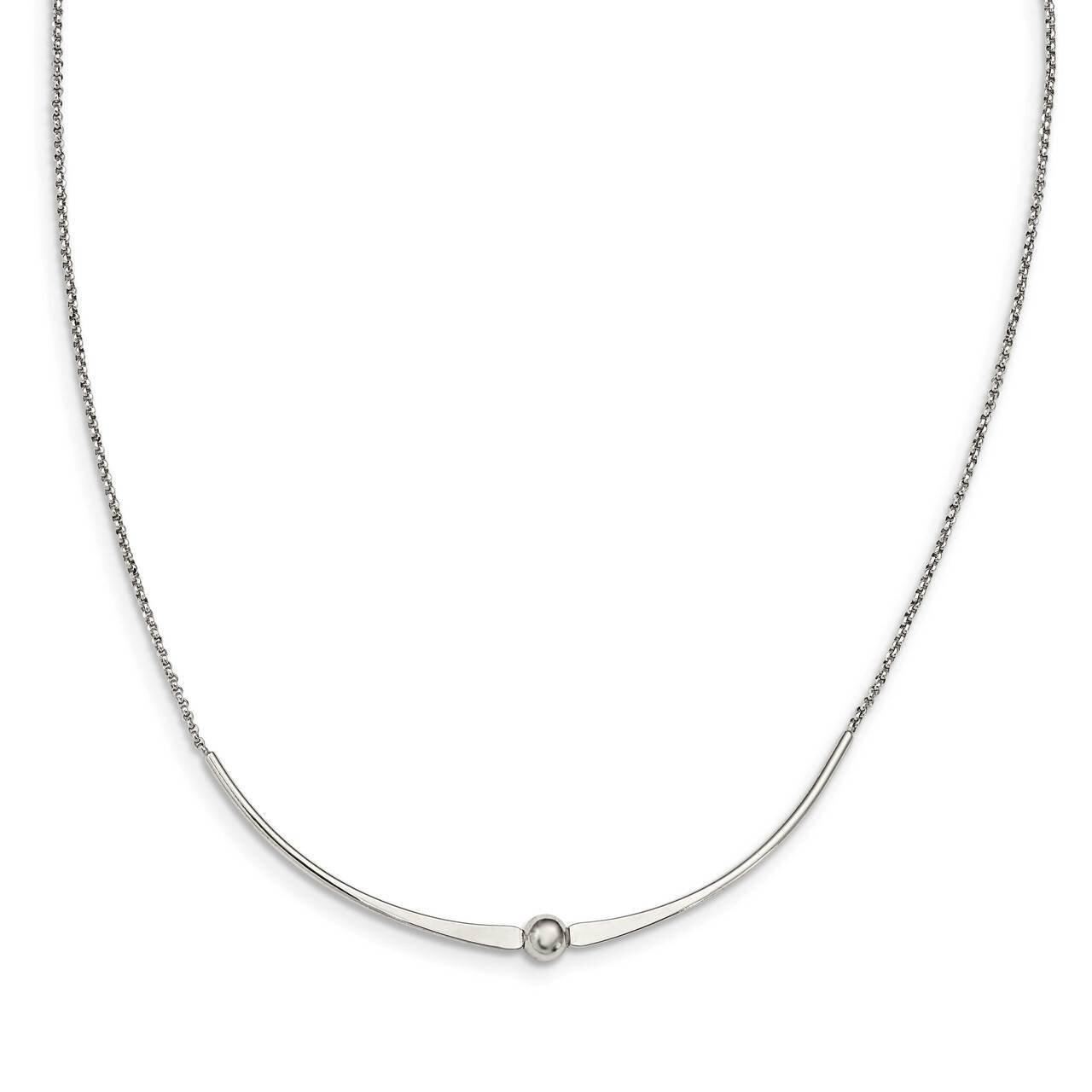 Polished with 1 inch extender. Necklace Sterling Silver Rhodium-plated QG5240-17.5, MPN: QG5240-17.…