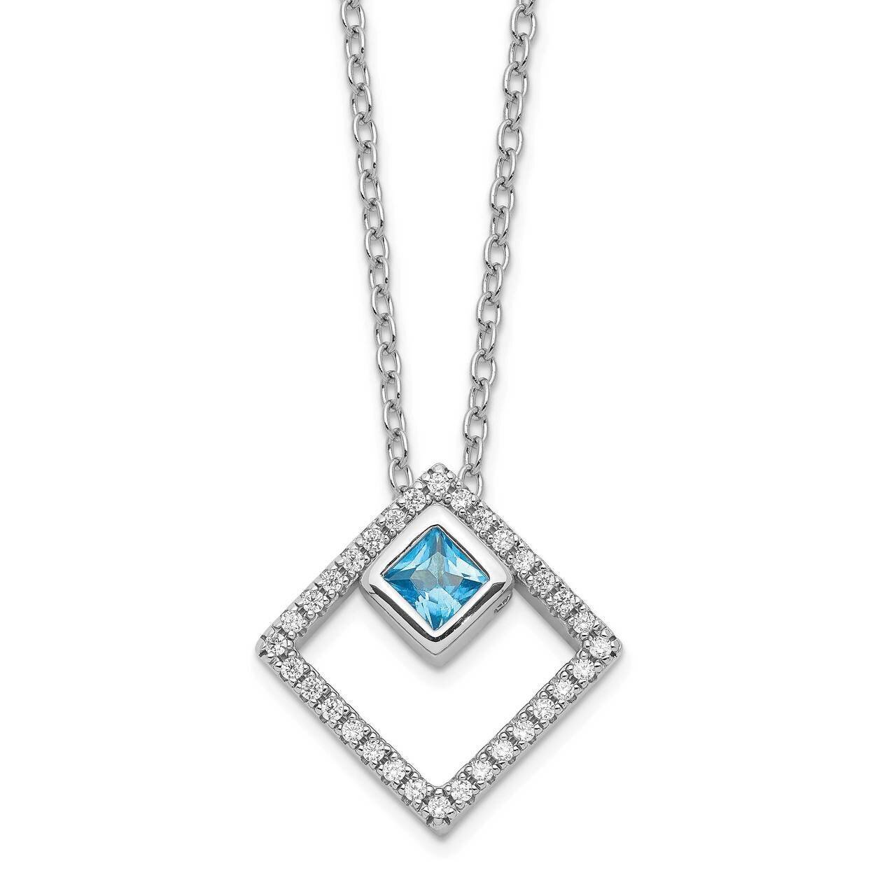 5mm CZ Diamond &amp; Spinel with 1 Inch Extender. Necklace Sterling Silver Rhodium-plated QG5275-16, MP…