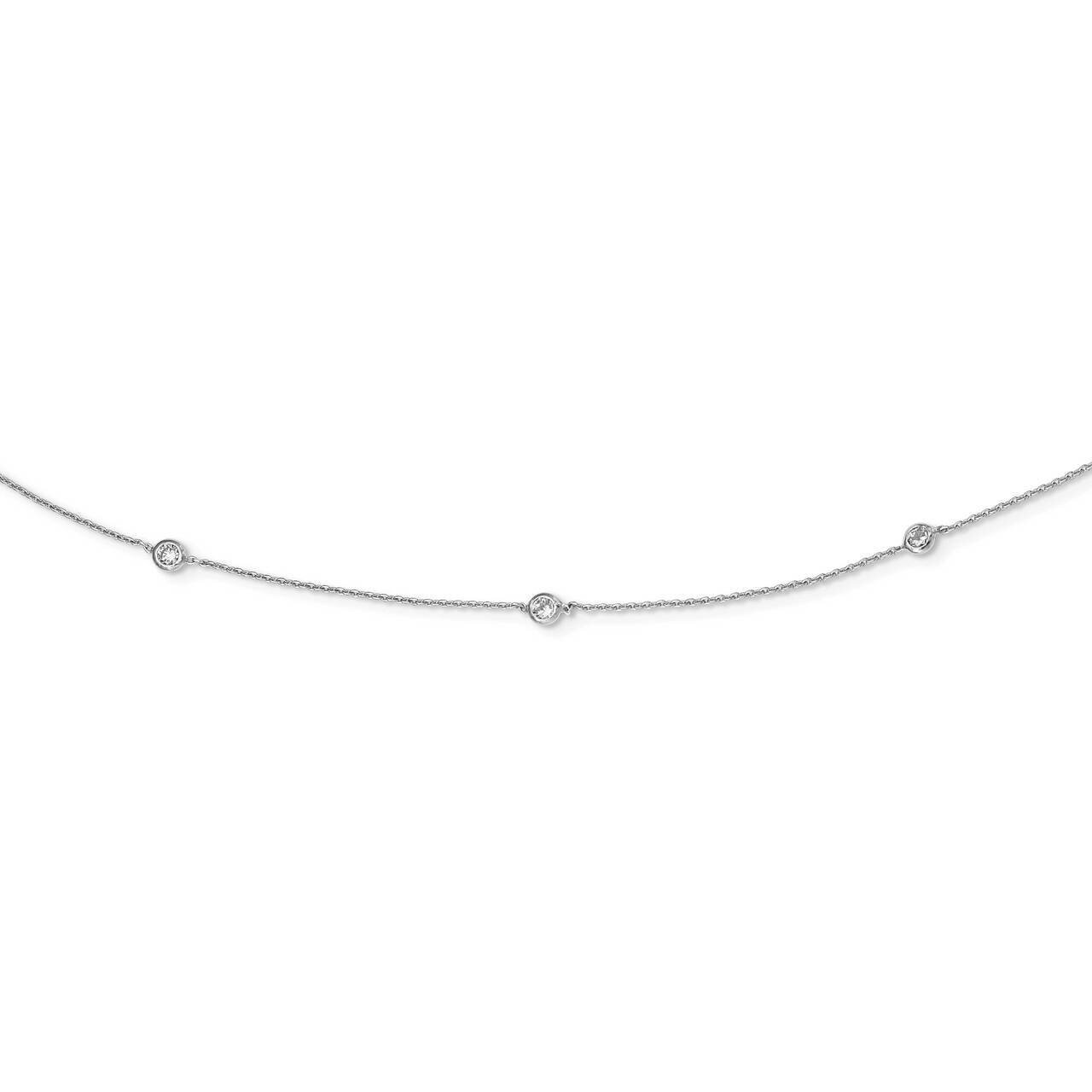 15-Station Necklace Sterling Silver Rhodium-plated CZ Diamond QG5311-32