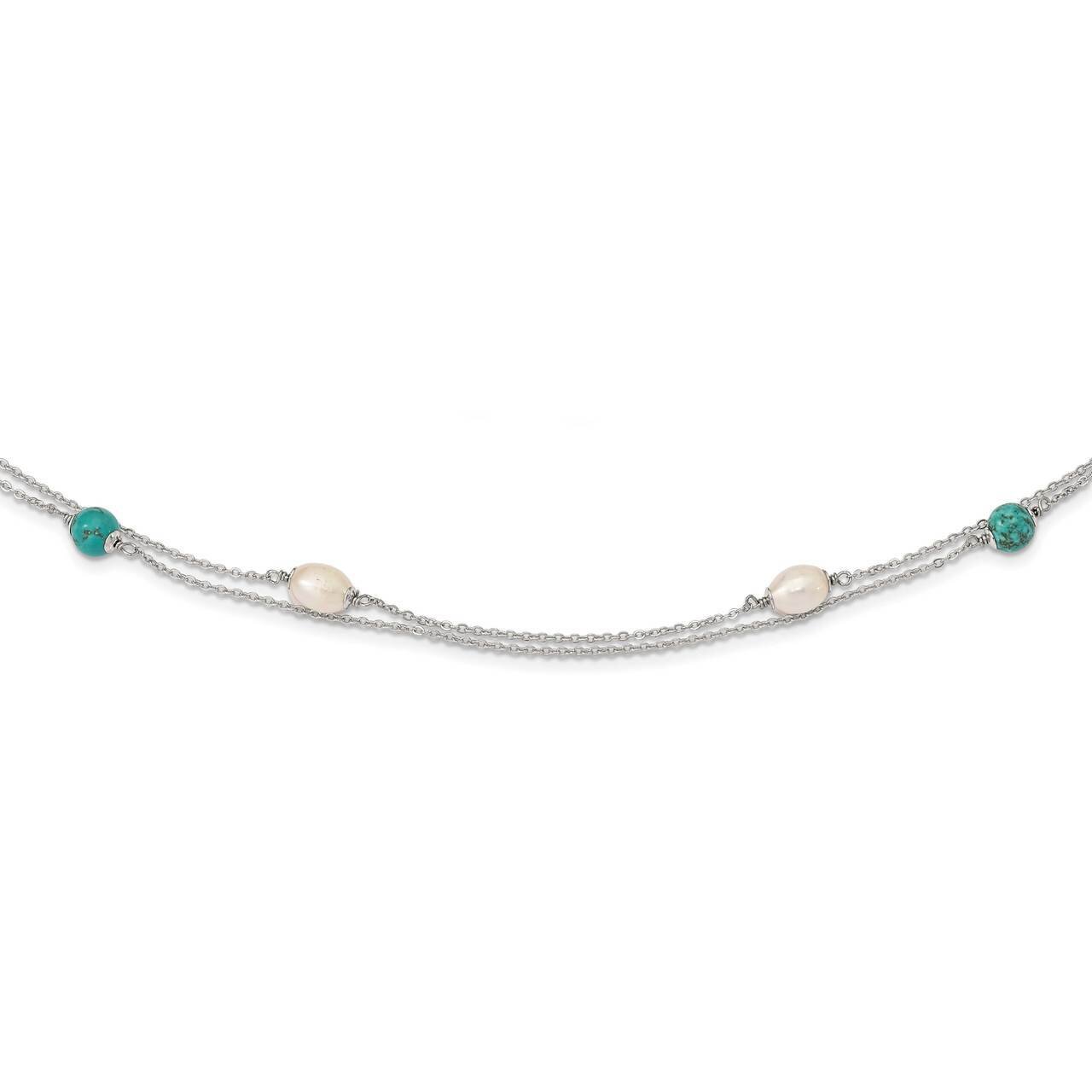 Turquoise &amp; FCP with 2 inch Extender Necklace Sterling Silver QG5317-17, MPN: QG5317-17, 8839579182…