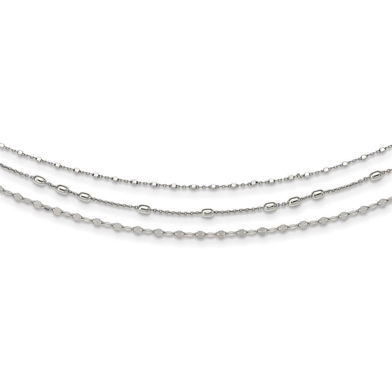 Beaded Layered with 2in .ext Necklace Sterling Silver QG5326-15.5, MPN: QG5326-15.5, 191101481192