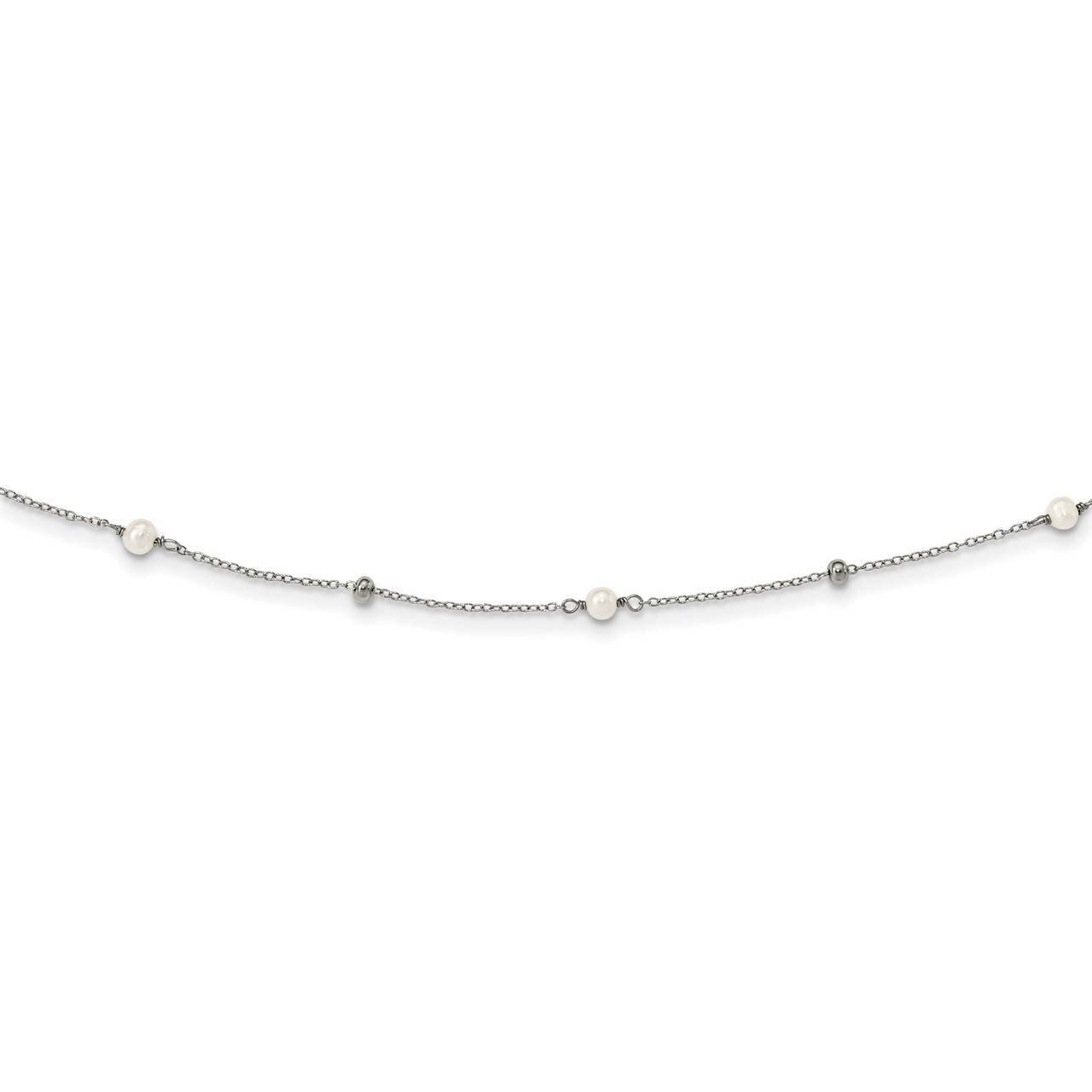 Beads & Freshwater Cultured Pearl Necklace Sterling Silver Polished QG5329-36