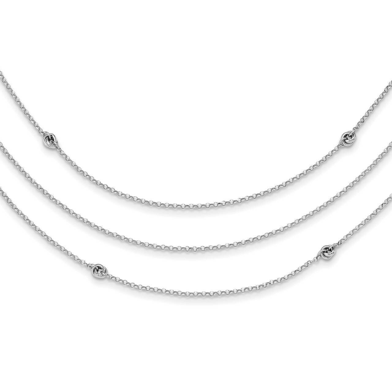Love Knot Multi-Strand with 2 inch Extender Necklace Sterling Silver Rhodium-plated QG5331-18
